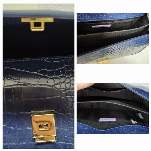 HOUSE OF WANT NYC Fire Saddle Flap Navy Croc Vegan Multistrap Bag NWT - Picture 15 of 16